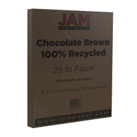 JAM Paper Recycled Paper - 8.5" x 11" - 28 lb. Chocolate Brown - 50 Sheets/Pack-Colour: Chocolate Brown | Make your work stand out with premium Coloured paper.