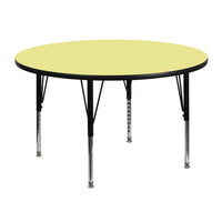 Flash Furniture 48'' Round Activity Table with Thermal Fused Laminate Top and Height Adjustable Pre-School Legs, Yellow-Yellow Laminate