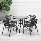 Flash Furniture 31.5" Round Tempered Glass Metal Table-Patio Table