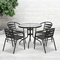 Flash Furniture 31.5" Round Tempered Glass Metal Table-Patio Table