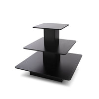 Can-Bramar Econoline 3 Level Square Merchandising Display Table - 48" D x 48" W x 42" H - Black-3/4" thick durable melamine laminate surface.