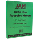 JAM Paper Bright Colour Cardstock, 8.5 x 11, 65lb Green Recycled, 250/ream (104190B)-Green