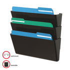 Deflecto EZ Link Stackable DocuPocket - 3 Pockets - Letter Size - Black - 3 Pack-Fits letter size documents