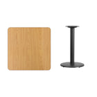 Flash Furniture 30" Square Natural Laminate Table Top with 18" Round Table Height Base-Natural Laminate Top