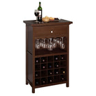 Winsome Wine Cabinet with Drawer and Glass Rack, Antique Walnut-Assembly Required
