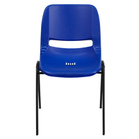 Flash Furniture HERCULES Series Navy Ergonomic Shell Stack Chair with Black Frame & 12" Seat Height-Multipurpose Stack Chair