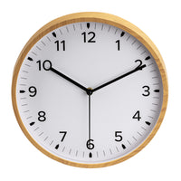 Gry Mattr 12" Round Contemporary Plastic Silent Ticking Clock - Wood Grain Effect-Plastic Frame