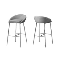 Monarch Specialties 2299 Barstool - Grey Fabric/Chrome Base/Bar Height - 2 Pack-Set of 2 bar height stools