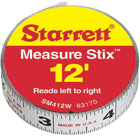 Measure Stix Steel Measuring Tape with Adhesive Backing, TBD719, 12 Pack-ENGLISH READING - LEFT-TO-RIGHT