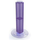 Azar Displays 24" x 4" x 4" 4-Sided Revolving Pegboard Counter Display, Purple Translucent (700222-PUR)-Interlocking four-sided pegboard tower and 14-1/2" diameter revolving clear plastic base