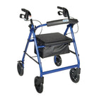 Drive Medical Rollator Walker with Removable Back Support and Padded Seat, 7. 5" Wheels, Blue-Blue, Aluminum