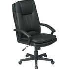 Work Smart Mid-Back Bonded Leather Chair, Black-One-touch pneumatic seat-height adjustment