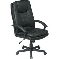 Work Smart Mid-Back Bonded Leather Chair, Black-One-touch pneumatic seat-height adjustment