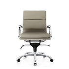 Plata Import Paco Office Chair PU Leather Low Back Foam Metal Frame - Grey-Fixed Arms