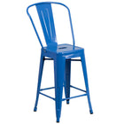 Flash Furniture 24" High Blue Metal Indoor-Outdoor Counter Height Stool with Back-500 lb. Weight Capacity