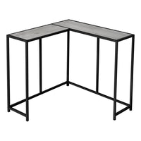 Monarch Specialties 2156 Accent Table - 36"L/Grey/Black Corner Console-Tabletop panels in a grey wood-look finish offer ample display space
