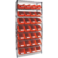 Kleton Heavy-Duty Wire Shelving Units With Storage Bins - 8 Tiers - 36" W x 74" H x 18" D-Depth: 18"
