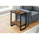 Monarch Specialties 2852 Accent Table - Brown Reclaimed Wood-Look/Black Metal-Product dimensions:  23.75" H x 23.75" L x 12" W