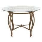 Flash Furniture Syracuse 42" Round Glass Dining Table with Matte Gold Metal Frame-Contemporary Style