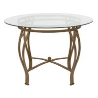 Flash Furniture Syracuse 42" Round Glass Dining Table with Matte Gold Metal Frame-Contemporary Style