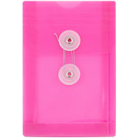 JAM Paper Plastic Envelopes with Button and String Tie Closure, Open End, 4.25 x 6.25, Fuchsia Pink Poly, 24 Pack (473B1fug)-Size: 4.75" x 6.5"