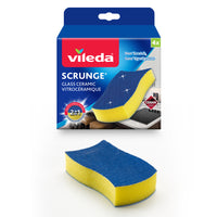 Vileda Scrunge Glass Ceramic Scrub Sponge - 2 Pack-Two-in-one glass ceramic cleaning sponge - non-abrasive scourer on one side and microfibre finishing pad on the other