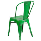 Flash Furniture Commercial Grade Distressed Green Metal Indoor-Outdoor Stackable Chair-Seat Drain Holes assist in drying