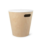 Umbra Woodrow Storage Stool - White/Natural-Multipurpose Furniture: Woodrow's base can store large household items, while its lid allows it to function as a side table and extra seating