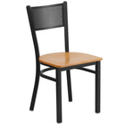Flash Furniture HERCULES Series Black Grid Back Metal Restaurant Chair - Natural Wood Seat-500 lb. Weight Capacity