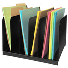 Merangue Metal Vertical File Organizer - 6 Compartments - Black-Metal construction for increased durability against normal wear and tear