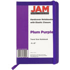 JAM Paper Hardcover Lined Notebook With Elastic Closure, Travel Size, 4 x 6 Journal, Plum Purple, 2/Pack (340528851g)-Sold Individually