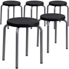 Flash Furniture Stackable Stool with Powder Coated Frame - Black/Silver-Set of 5 Stackable Stools