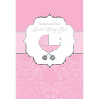 Rosedale 5-1/2" x 8" Baby Girl Greeting Cards And Envelopes, 12 Pack (15222)-Printed on premium uncoated card stock