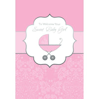 Rosedale 5-1/2" x 8" Baby Girl Greeting Cards And Envelopes, 12 Pack (15222)-Printed on premium uncoated card stock