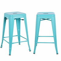 Plata Decor Tolix 26"H Stool - Turquoise - 2 Pack-Counter stool
