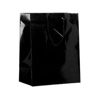 Jam Paper Glossy Gift Bags with Rope Handles - Large - 10" x 5" x 13" - Black - 100 Pack-Color: Black Glossy