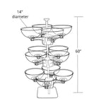 Azar Quad Arm Bowl Tower with 12 Plastic Bowls, 14" Diameter (750344)-Clear Polycarbonate/ Silver Metal