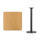 Flash Furniture 30" Square Natural Laminate Table Top with 18" Round Bar Height Table Base-Natural Laminate Top