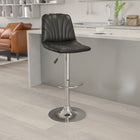 Flash Furniture Contemporary Black Vinyl Adjustable Height Barstool with Embellished Stitch Design & Chrome Base-Height Adjustable Seat with Gas Lift