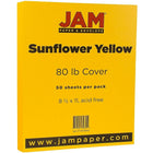 JAM Paper Matte Cardstock, 8.5 x 11, 80lb Sunflower Yellow, 50/Pack (16729203)-Colour: Sunflower Yellow