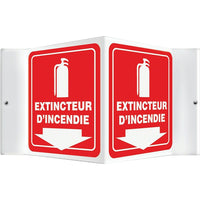 Accuform Signs "Extincteur D'Incendie" Projection Sign, 6" x 5", Plastic, French With Pictogram-Display Type Bolt-On