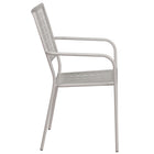 Flash Furniture Light Grey Indoor-Outdoor Steel Patio Arm Chair with Square Back-Square Back