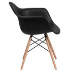Flash Furniture Alonza Series Black Plastic Chair with Wooden Legs-Curved Arms