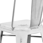 Flash Furniture 24" High Distressed Metal Indoor-Outdoor Counter Height Stool with Back - White-Seat Size: 14''W x 14''D