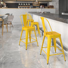 Flash Furniture 24" High Metal Indoor-Outdoor Counter Height Stool with Back - Yellow-Yellow Powder Coat Finish