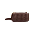 Karla Hanson RFID Blocking Ellie Woven Crossbody Phone Wallet, Mahogany-1 inner zipper pocket,