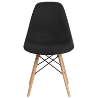 Flash Furniture Elon Series Genoa Black Fabric Chairs with Wooden Legs - 2 Pack-Set of 2 Accent Side Chairs