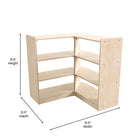 Flash Furniture Bright Beginnings Commercial Grade 3 Tier Wooden Classroom Open Corner Storage Unit, Safe, Kid Friendly -Natural-Resists Yellowing, Stains, and Scratches