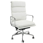 Nicer Furniture Soft Pad Low Back Management Chair - White-High back with thick padded top grain Italian leather cushions for optimized comfort.