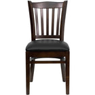 Flash Furniture HERCULES Series Vertical Slat Back Walnut Wood Restaurant Chairs with Black Vinyl Seat - 2 Pack-Vertical Slat Back Design